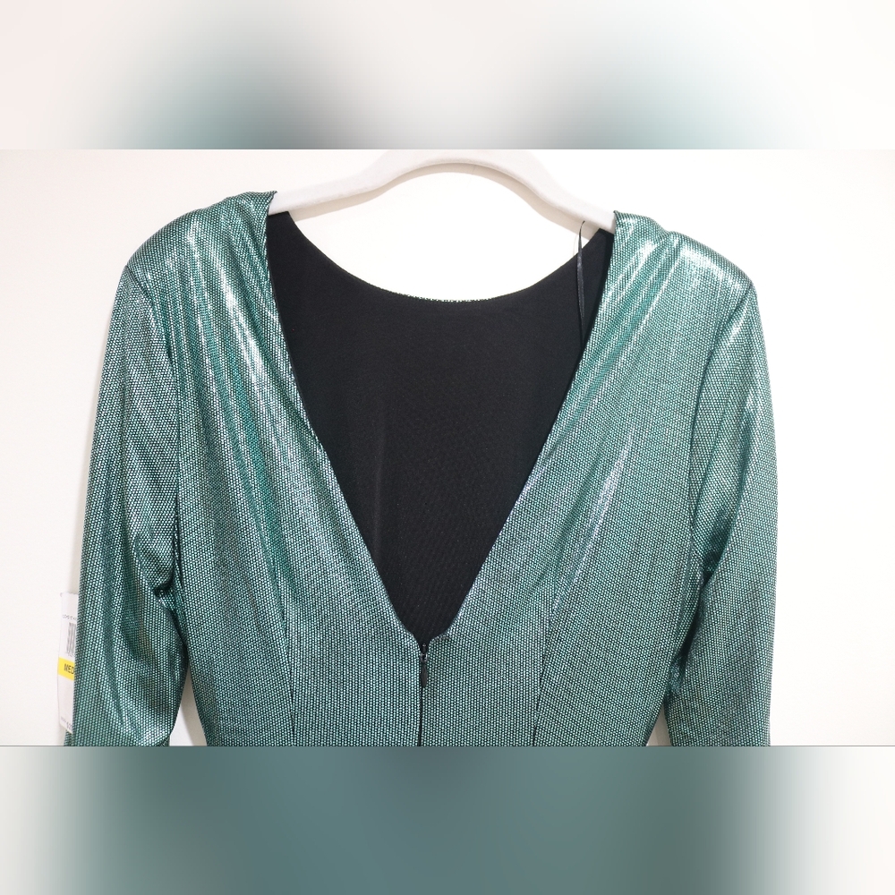 Dress the Population Women's Emilia Metallic Ruched Dress - Mint Multi - Picture 5 of 14